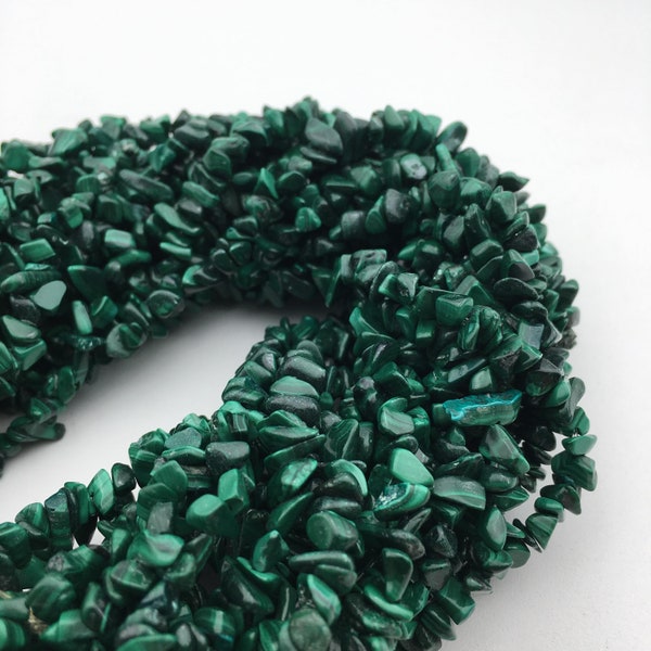 Natural Malachite Irregular Nugget Chips Beads Approx 5-8mm 34" Strand