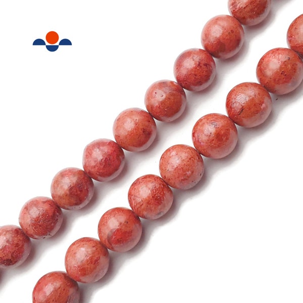 Natural Red Sponge Coral Smooth Round Beads Size 12mm 15.5" Strand