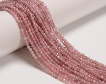 Natural Madagascar Rose Quartz Faceted Round Beads 3mm 4mm 5mm 15.5'' Strand