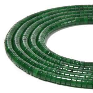 Dark Green Jade Heishi Disc Beads Size 2x4mm 15.5'' Strand