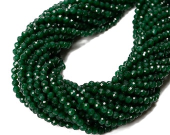 Emerald Green Color Dyed Jade Hard Faceted Round Beads Size 4mm 15.5'' Strand