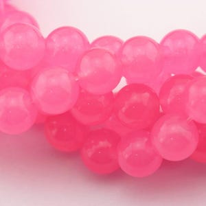 Dark Pink Dyed Jade Smooth Round Beads 6mm 8mm 10mm 15.5&quot; Strand