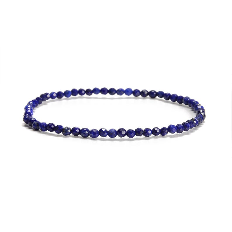 Natural Gemstone Faceted Round Beaded Elastic Bracelet 2mm 3mm 4mm 7.5'' Length image 10