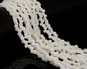 White AB Crystal Glass Off Center Drilled Rondelle Beads Size 4x6mm 15.5''Strand