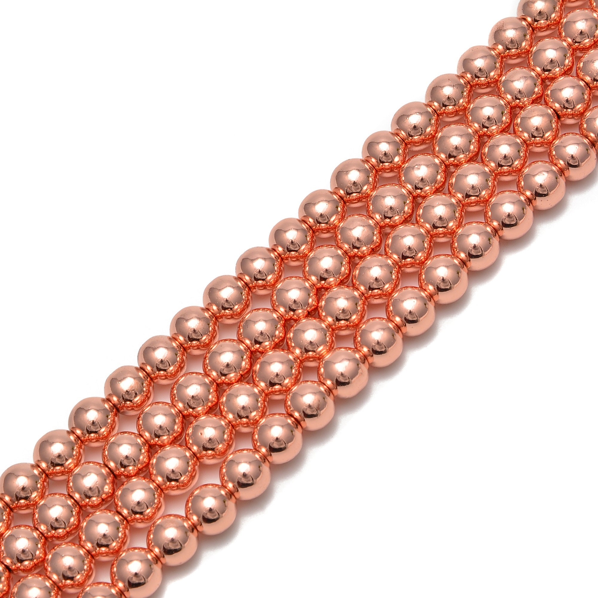 Titanium Rose Gold Hematite Smooth Round Beads 2mm 4mm 6mm 8mm