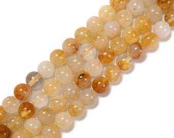 Natural Golden Healer Quartz Smooth Round Beads Size 6mm 8mm 10mm 14.5'' Strand