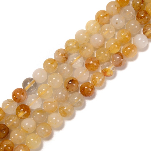 Natural Golden Healer Quartz Smooth Round Beads Size 6mm 8mm 10mm 14.5'' Strand