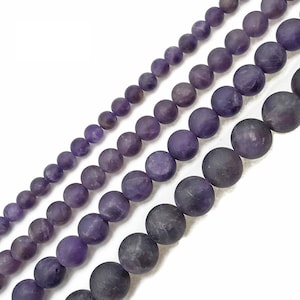 Amethyst Matte Round Beads 4mm 6mm 8mm 10mm 12mm 15.5" Strand