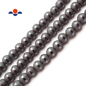 Natural Hematite Stripe Shiny Design Matte Round Beads 8mm 15.5&quot; Strand