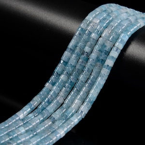 Natural Aquamarine Heishi Disc Beads Size 2x4mm 15.5&#39;&#39; Strand