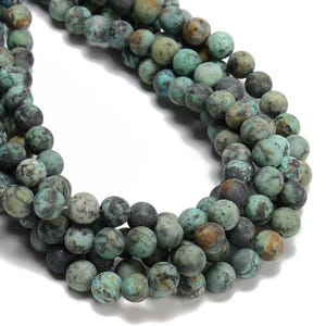 African Turquoise Matte Round Beads 4mm 6mm 8mm 10mm 12mm 15.5&quot; Strand