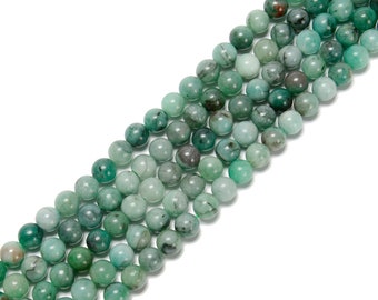 Natural Genuine Emerald Smooth Round Beads Size 6mm 15.5'' Strand