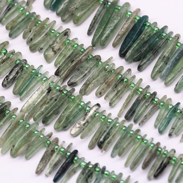 Natural Green Quartz Graduated Pebble Nugget Points Beads 12-25mm 15.5" Strand