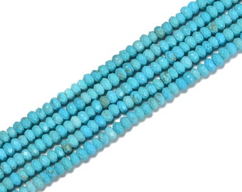 Blue Turquoise Faceted Rondelle Beads Size 2x3mm 3x4mm 15.5'' Strand