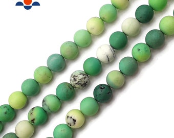 Natural Chrysoprase Matte Round Beads 4mm 6mm 8mm 10mm 15.5" Strand