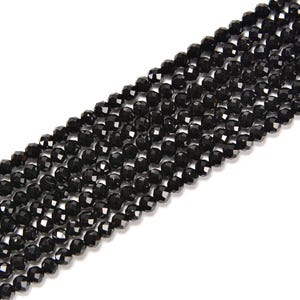 Black Onyx Faceted Round Beads Size 2mm 3mm 15.5'' Strand