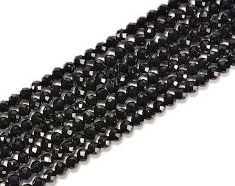Black Onyx Faceted Round Beads Size 2mm 3mm 15.5'' Strand