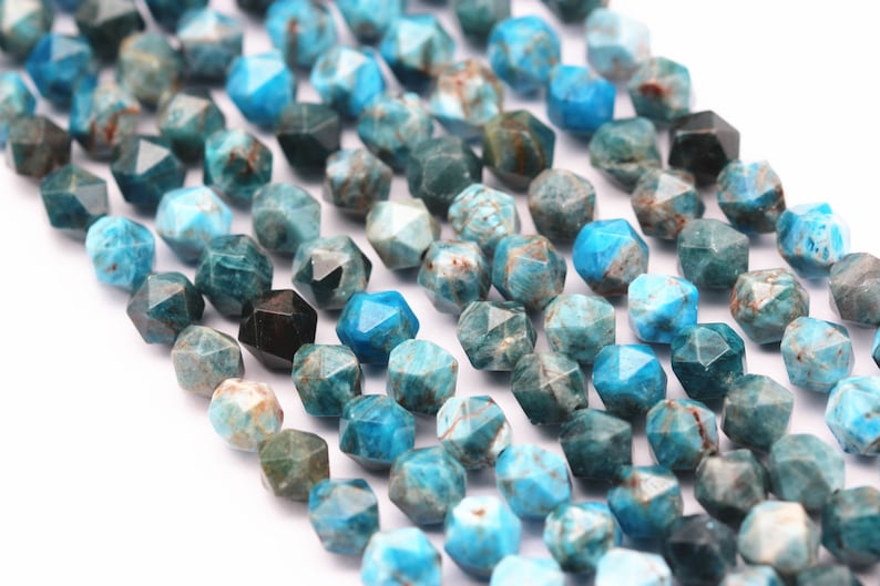 Apatite Faceted Star Cut Beads 8mm 15.5 Strand