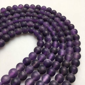 2.0mm Hole Amethyst Matte Round Beads 6mm 8mm 10mm 15.5" Strand