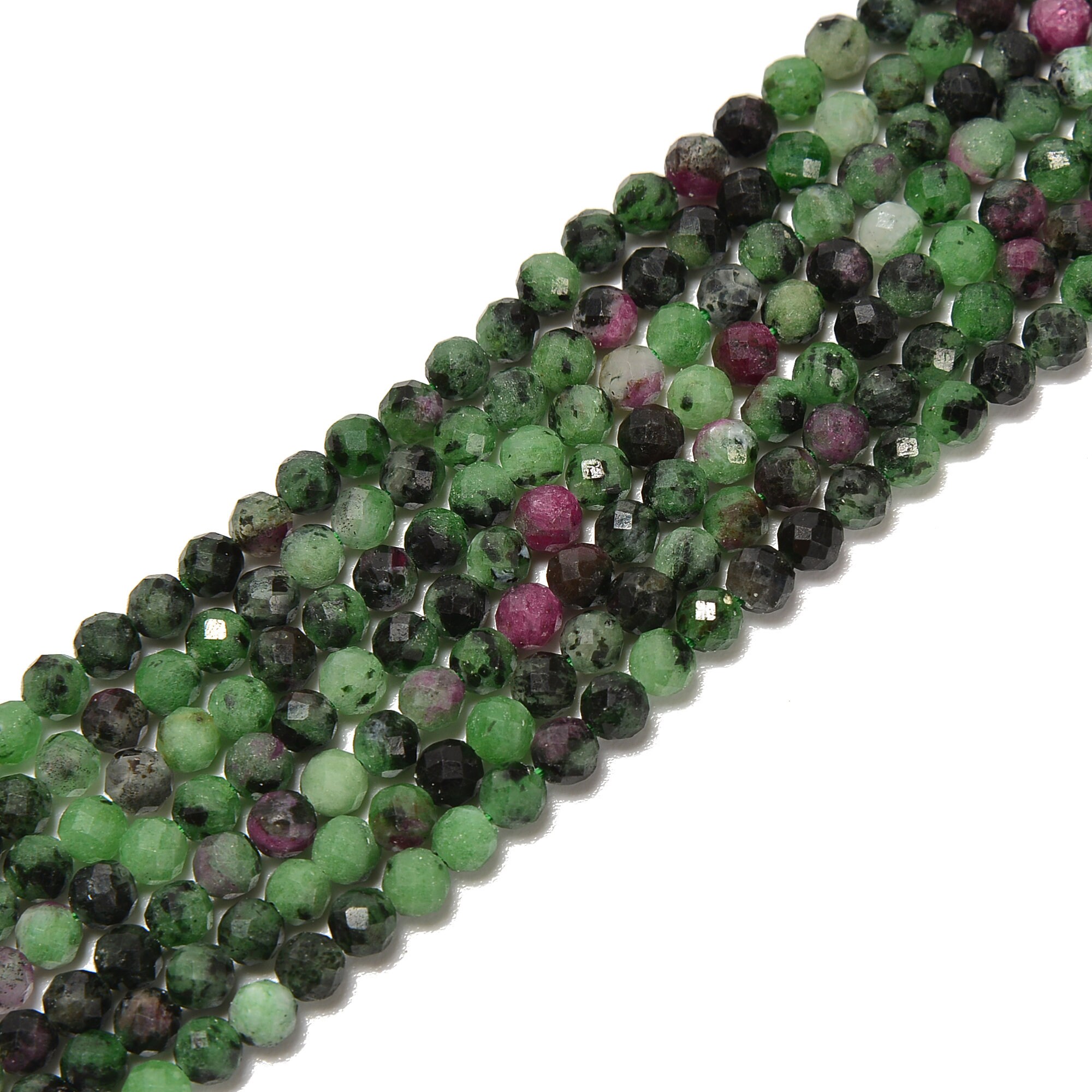 8mm faceted ruby zoisite jade round beads 15.5" strand S1 