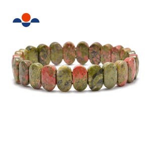 Unakite Faceted Oval Double Drilled Bracelet Size 8x14mm 7.5&quot; Length