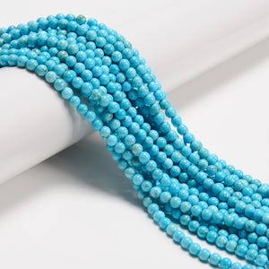 Blue Turquoise Smooth Round Beads 2mm 3mm 4mm 15.5&quot; Strand