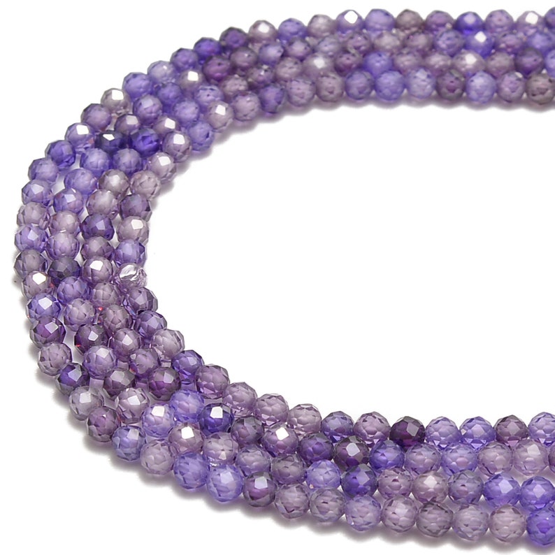 Purple Cubic Zirconia Faceted Round Beads 2mm 3mm 4mm Etsy