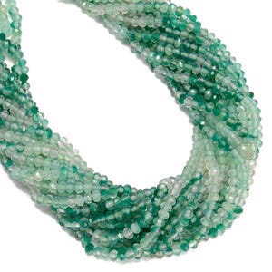 Gradient Green Agate Faceted Rondelle Beads Size 3x4mm 15.5&quot; Strand