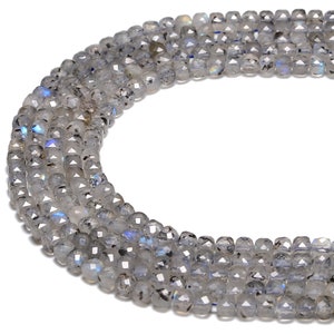 Natural Labradorite with Black Specks Faceted Cube Beads Size 4mm 15.5&#39;&#39; Strand