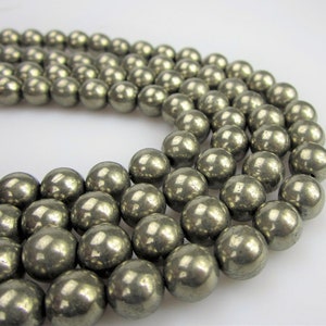 Pyrite Smooth Round Beads 2mm 3mm 4mm 6mm 8mm 10mm 12mm 15.5 Strand image 1