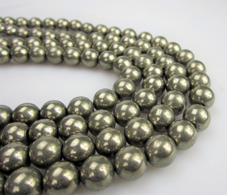 Pyrite Smooth Round Beads 2mm 3mm 4mm 6mm 8mm 10mm 12mm 15.5 Strand image 1