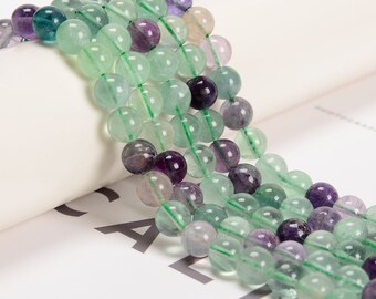 Fluorite Smooth Round Beads 4mm 6mm 8mm 10mm 12mm 15.5" Strand