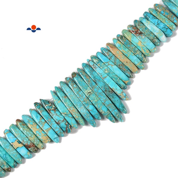 Light Blue Sea Sediment Jasper Graduated Stick Point Beads 15-50mm 15.5'' Strand