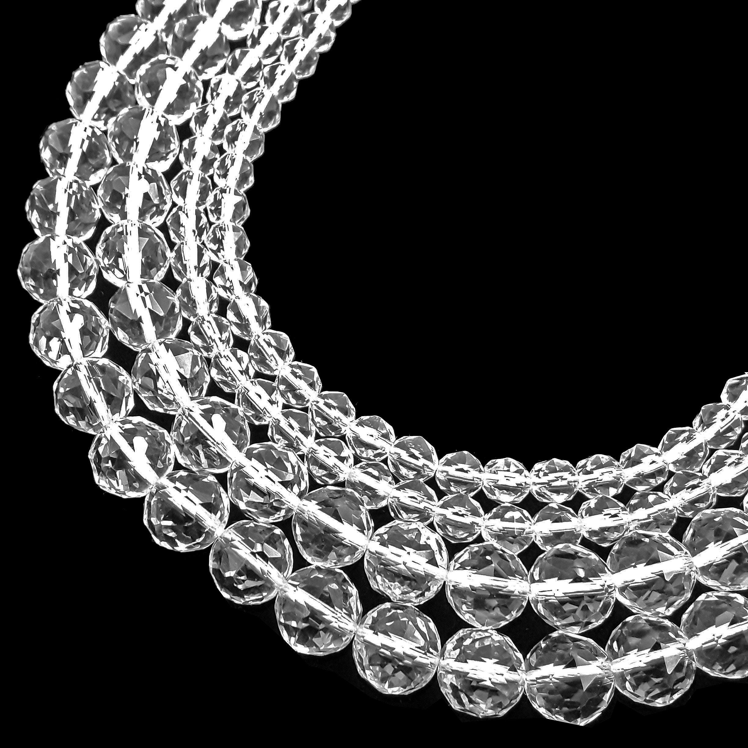 Clear Quartz Hard Cut Faceted Beads 6mm 8mm 10mm 15.5