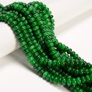 Emerald Green Color Dyed Jade Smooth Rondelle Beads Size 5x8mm 15.5'' Strand
