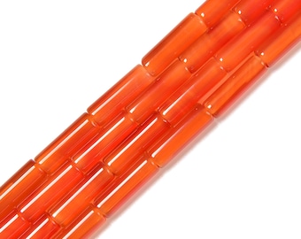 Natural Carnelian Cylinder Tube Beads Size 4x13mm 15.5'' Strand