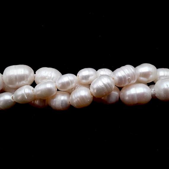1 Strand Natural Freshwater White Pearl Oval Rice Beads 4MM 6MM 8MM 10MM 12MM 