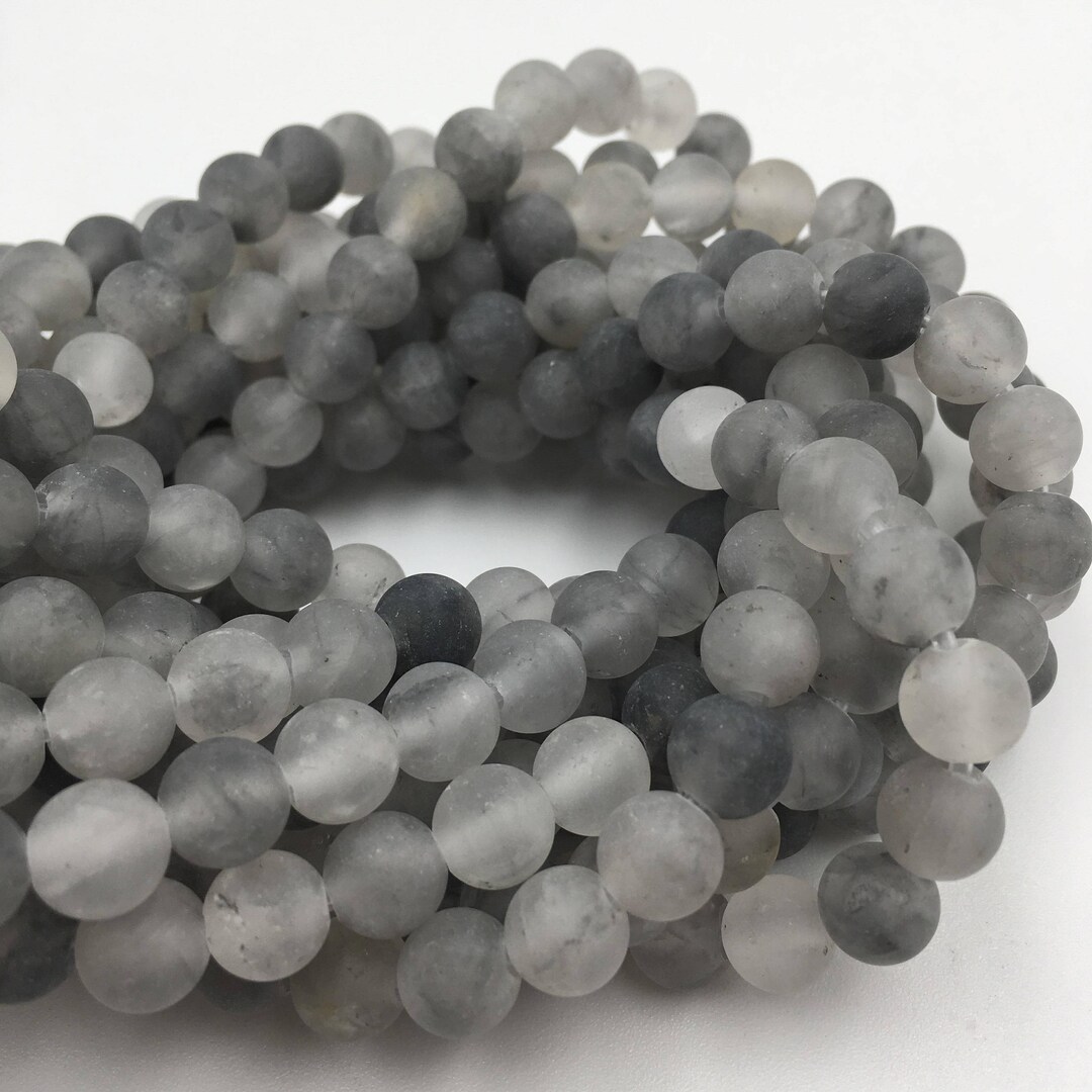 2.0mm Hole Cloudy Gray Quartz Matte Round Beads 8mm 10mm Etsy