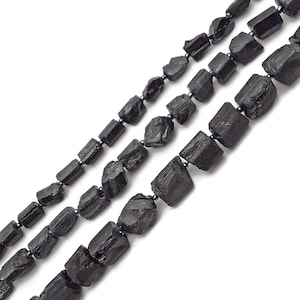 Black Tourmaline Rough Irregular Cylinder Tube Beads 10mm 15mm 18mm 15.5&#39;&#39;Strand