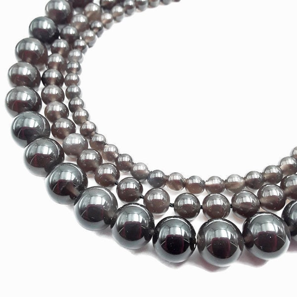 Natural Ice Obsidian Smooth Round Beads 6mm 8mm 10mm 12mm 15.5" Strand