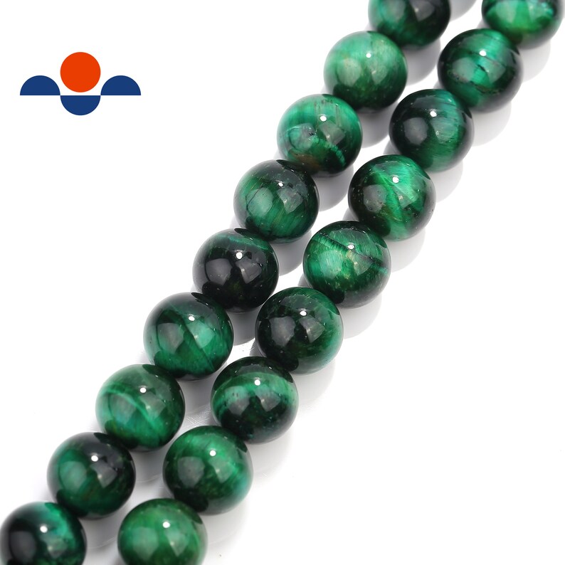 2.0mm Hole Green Tiger Eye Smooth Round Beads 6mm 8mm 10mm 15.5 Strand