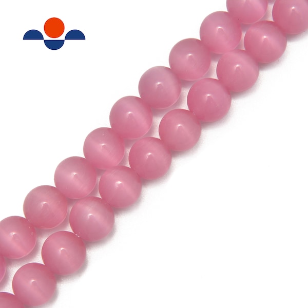 Pink Cat's Eye Smooth Round Beads Size 4mm 6mm 8mm 10mm 12mm 15.5" Strand