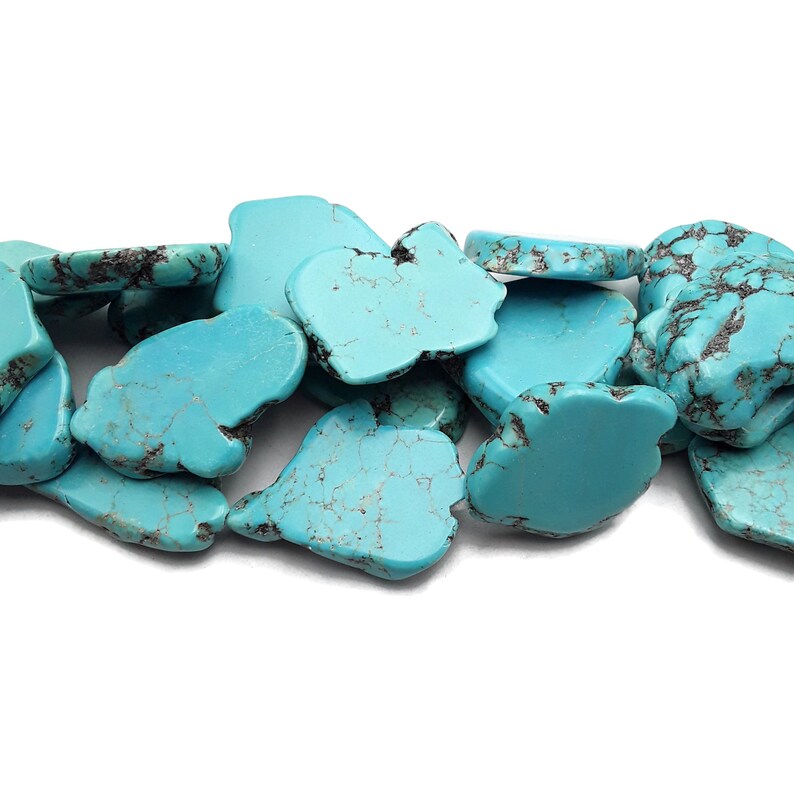 thumbnail image 2 of Gorgeous Turquoise Blue Magnesite Slab Pendant Bead - Center Drilled 30-35mm 2 of 4
