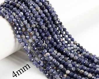 Natural Sapphire Faceted Round Beads Size 3mm 4mm 15.5'' Strand