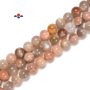 Multi-Color Peach Moonstone Smooth Round Beads 6mm 8mm 10mm 12mm 15.5'' Strand