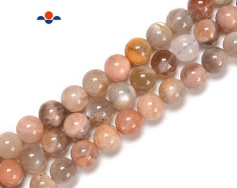 Multi-Color Peach Moonstone Smooth Round Beads 6mm 8mm 10mm 12mm 15.5'' Strand