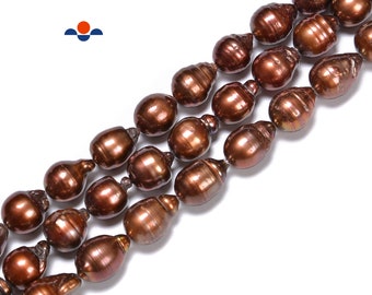 Fresh Water Pearl Brown Baroque Ringed Drop Beads Size 11-13mm15.5'' Strand