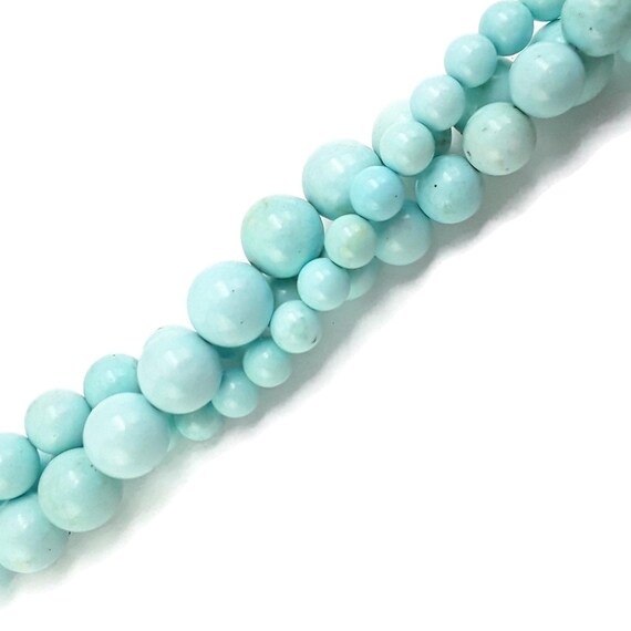 Light Blue Turquoise Gemstone Round Beads - 15.5" Strand (4mm, 6mm, 8mm, 10mm)