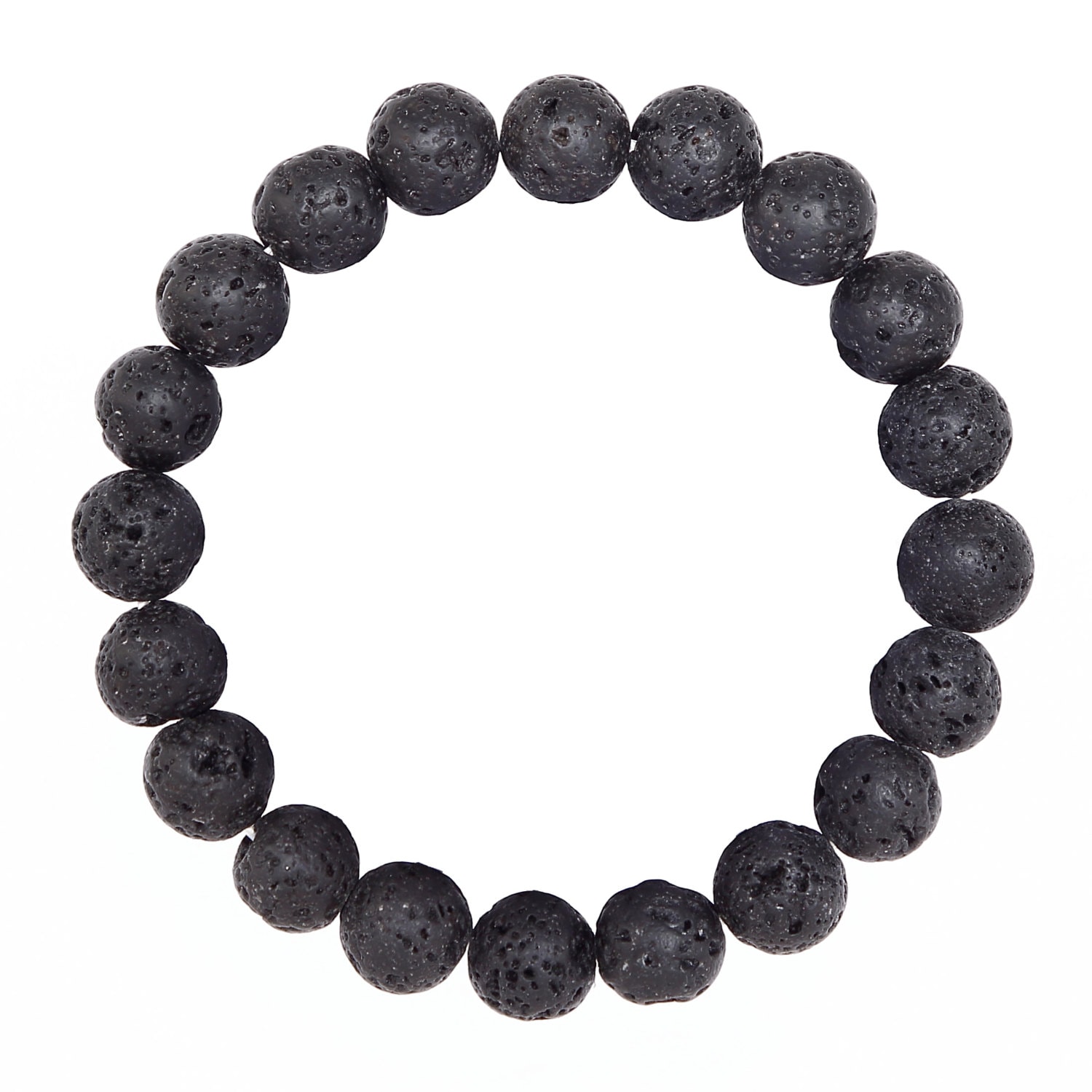 Black Volcanic Rock Lava Stone Bracelet Size 8mm 10mm 7.5" Length