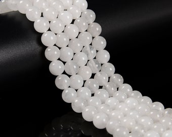 10mm Round Natural White Jade Gemstone Beads For Make